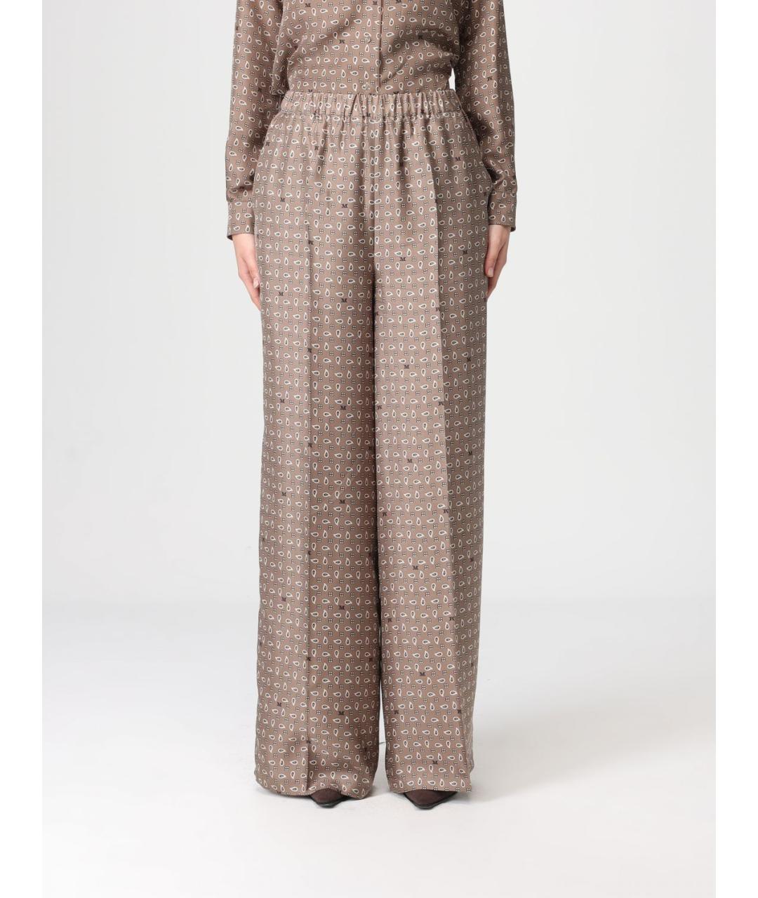 MAX MARA Коричневые шелковые брюки широкие, фото 6