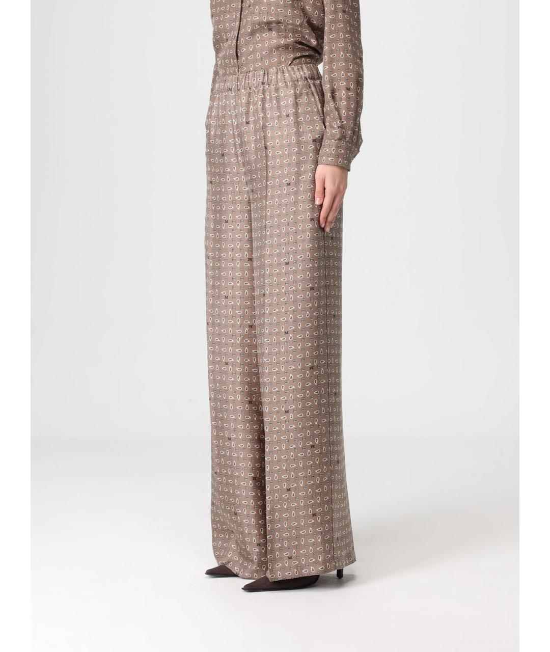 MAX MARA Коричневые шелковые брюки широкие, фото 4