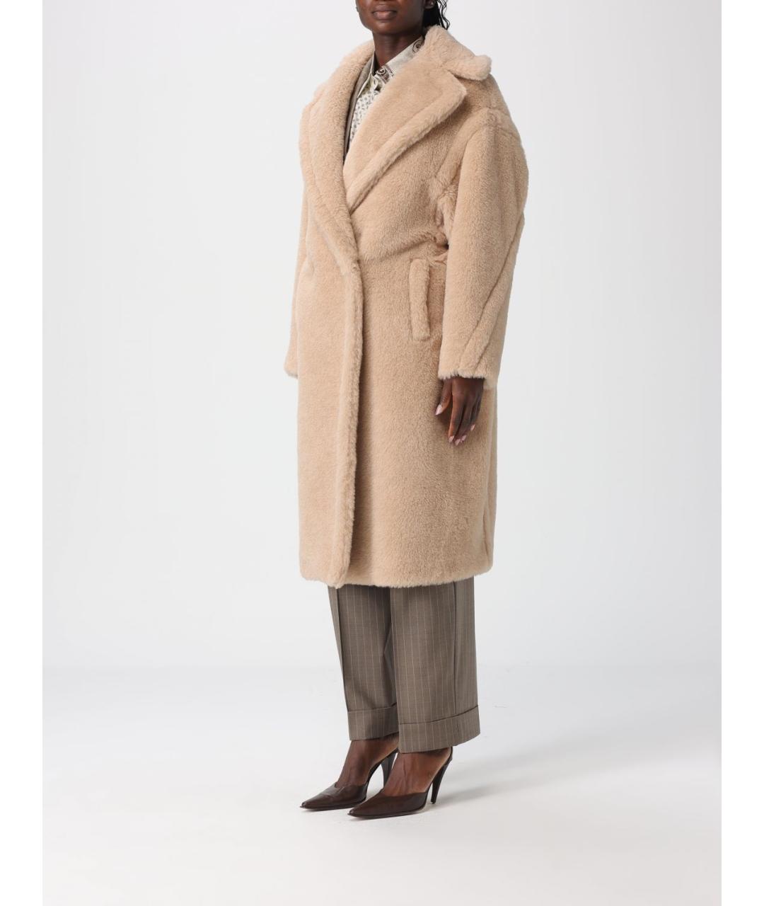 MAX MARA Бежевая шерстяная шуба, фото 4