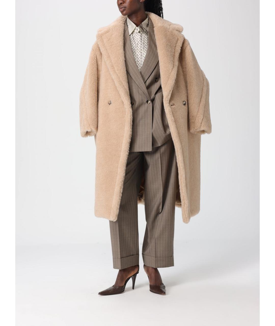MAX MARA Бежевая шерстяная шуба, фото 2