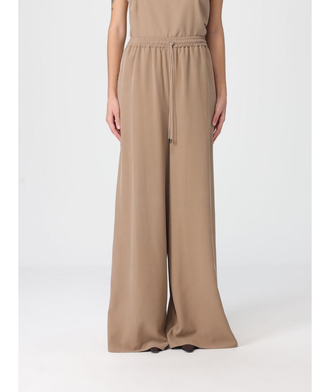 MAX MARA Бежевые шелковые брюки широкие, фото 6