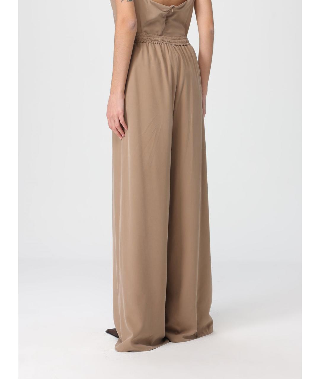 MAX MARA Бежевые шелковые брюки широкие, фото 3