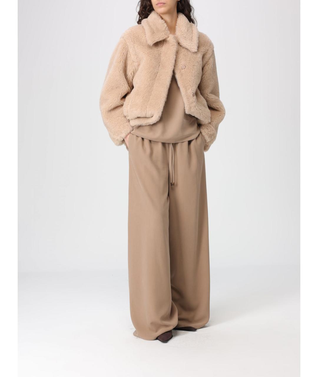 MAX MARA Бежевые шелковые брюки широкие, фото 2