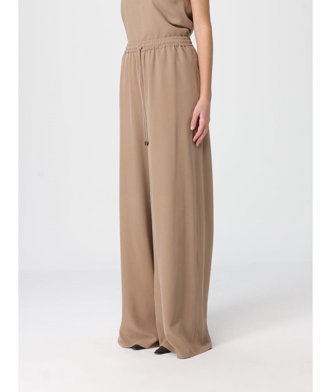 MAX MARA Бежевые шелковые брюки широкие, фото 4