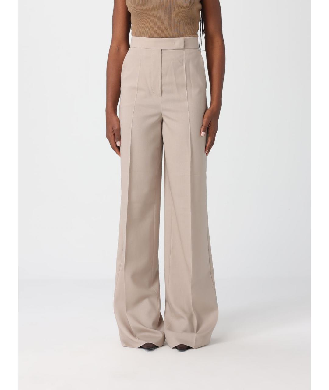 MAX MARA Бежевые шерстяные прямые брюки, фото 6