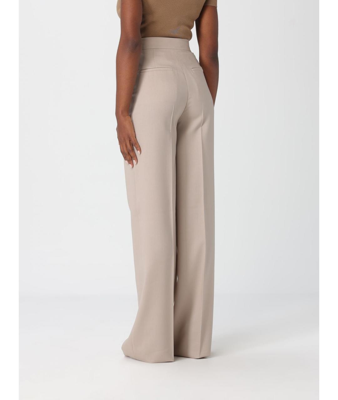 MAX MARA Бежевые шерстяные прямые брюки, фото 3