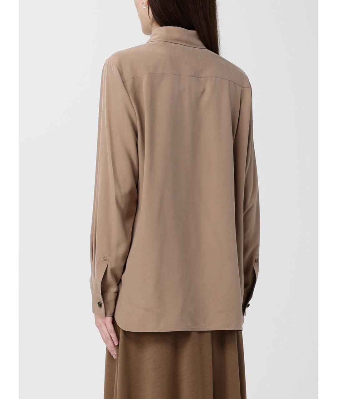 MAX MARA Коричневая шелковая рубашка, фото 3