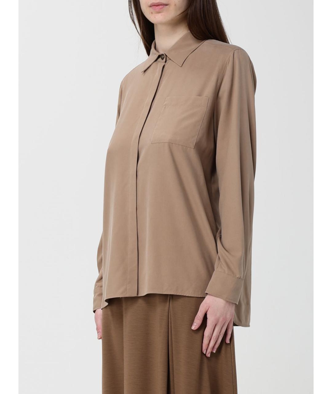 MAX MARA Коричневая шелковая рубашка, фото 4