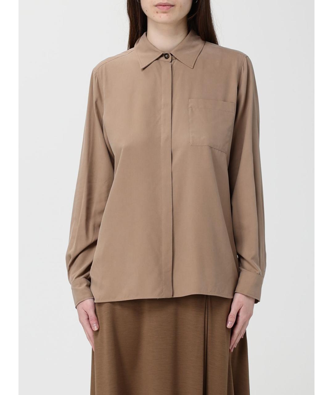 MAX MARA Коричневая шелковая рубашка, фото 6