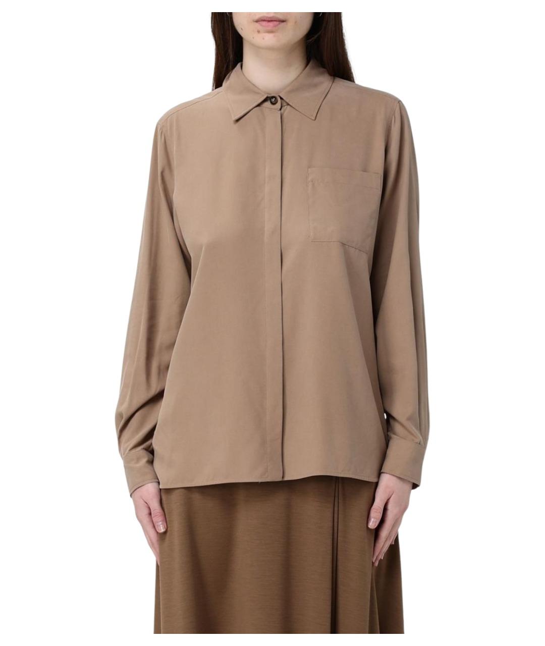 MAX MARA Коричневая шелковая рубашка, фото 1