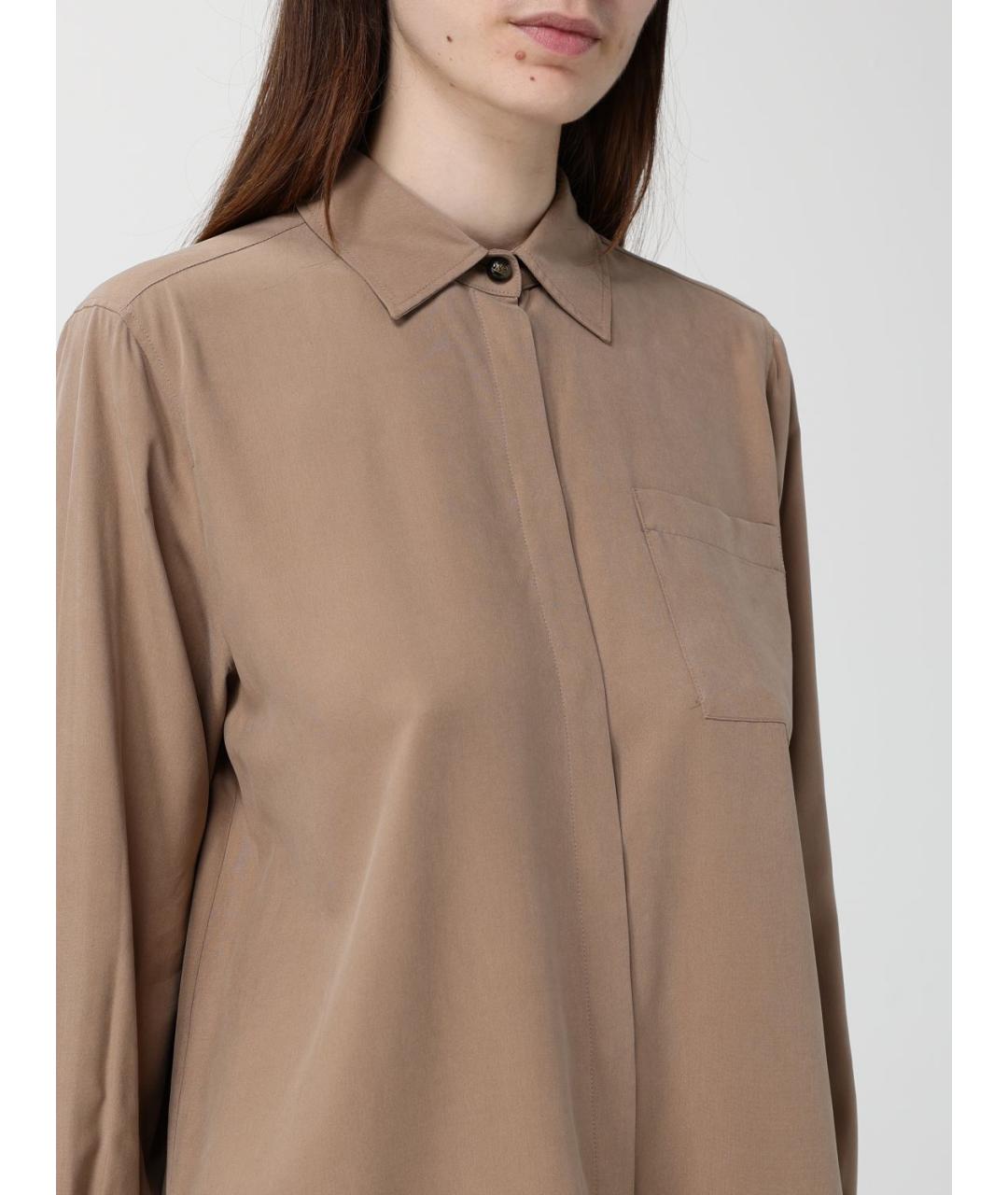 MAX MARA Коричневая шелковая рубашка, фото 5