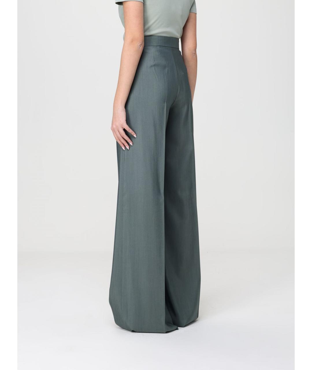 MAX MARA Зеленые шерстяные брюки широкие, фото 2