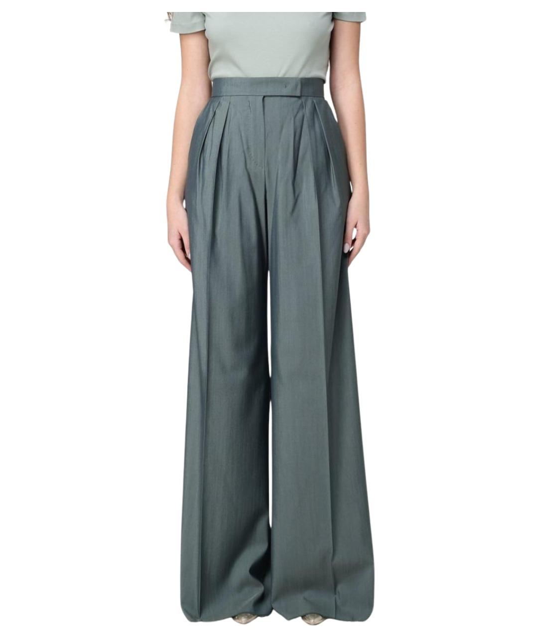 MAX MARA Зеленые шерстяные брюки широкие, фото 1