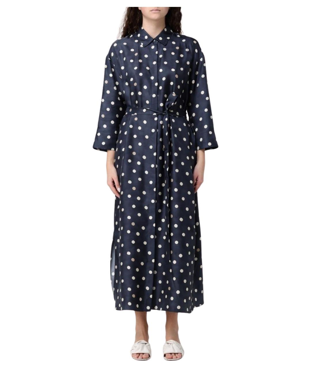 'S MAX MARA Темно-синее шелковое повседневное платье, фото 1