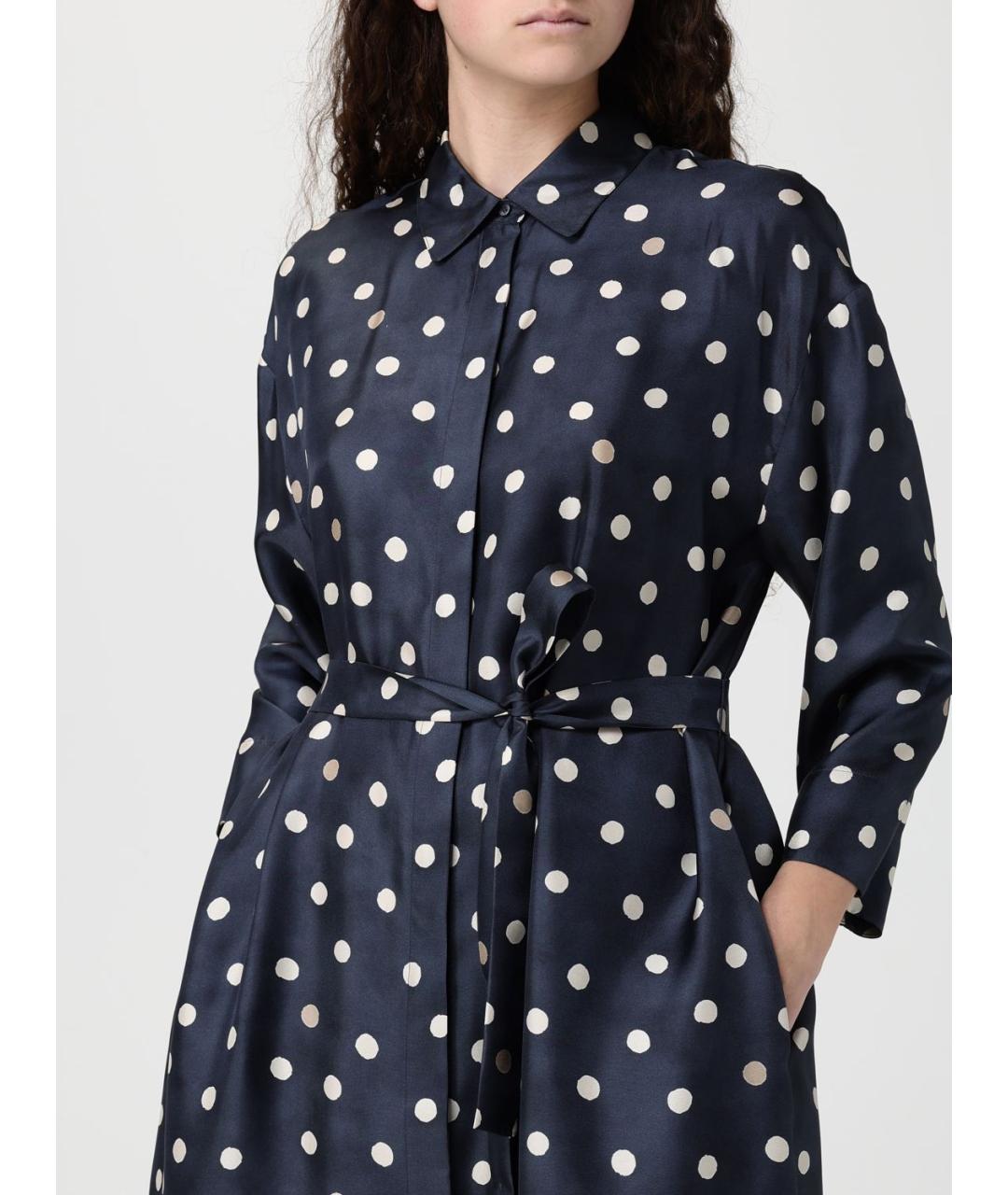 'S MAX MARA Темно-синее шелковое повседневное платье, фото 3