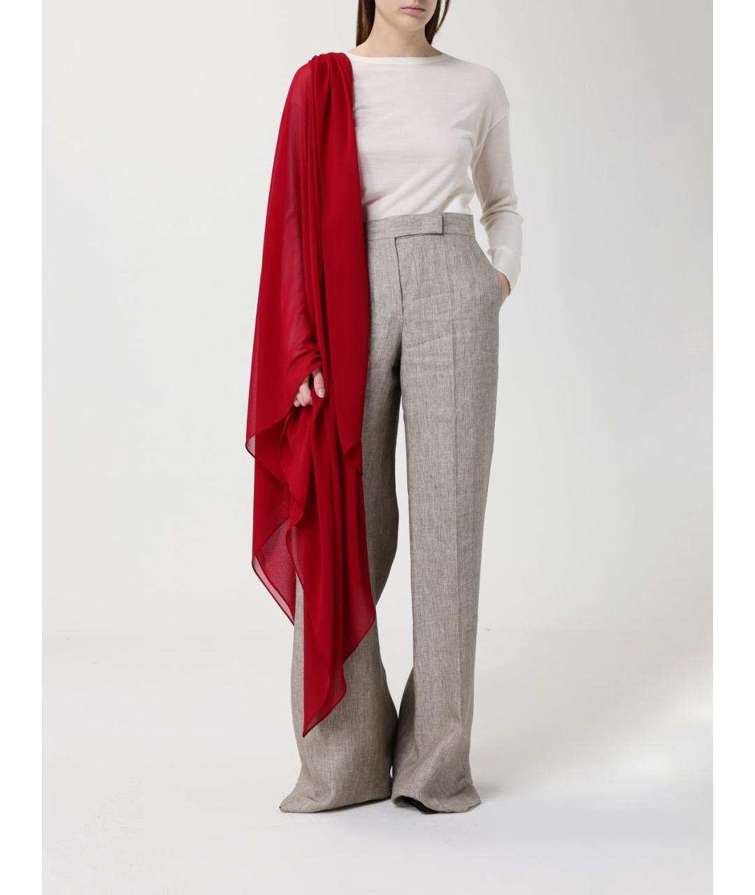 MAX MARA Серые льняные брюки широкие, фото 2