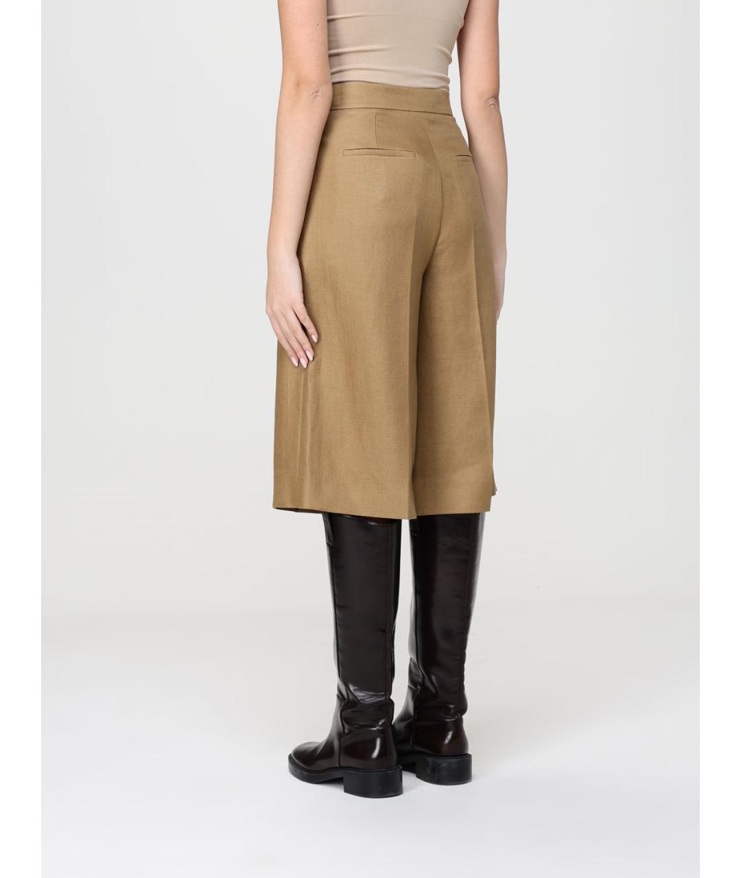 MAX MARA Бежевые льняные бриджи, фото 3
