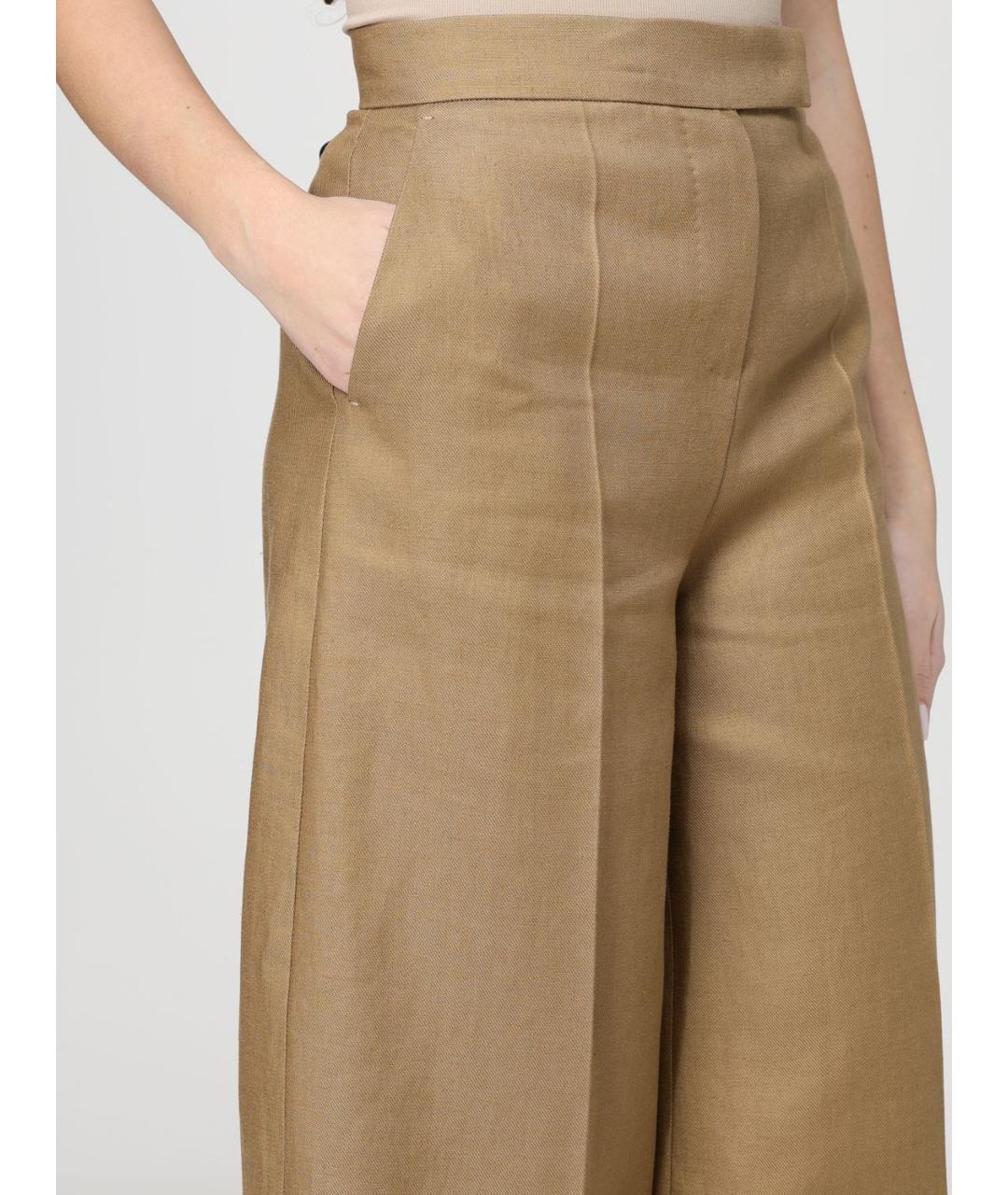MAX MARA Бежевые льняные бриджи, фото 5