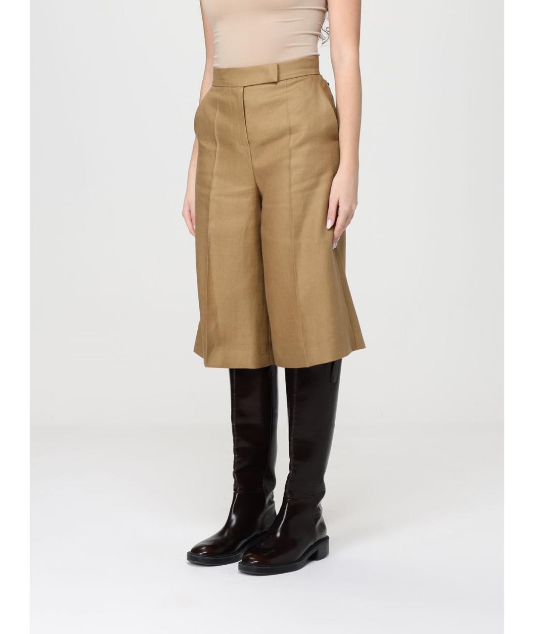 MAX MARA Бежевые льняные бриджи, фото 4