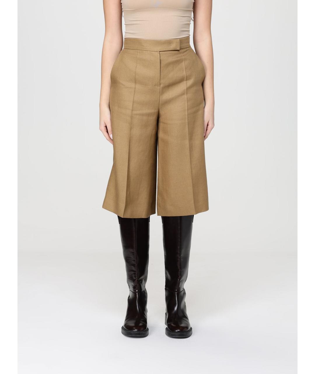 MAX MARA Бежевые льняные бриджи, фото 6