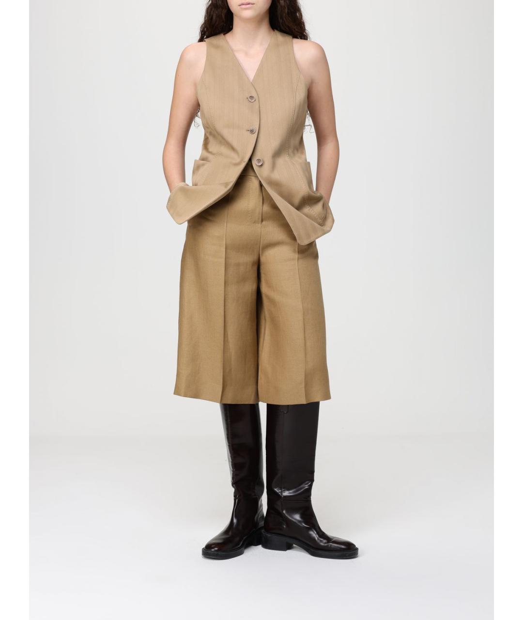 MAX MARA Бежевые льняные бриджи, фото 2