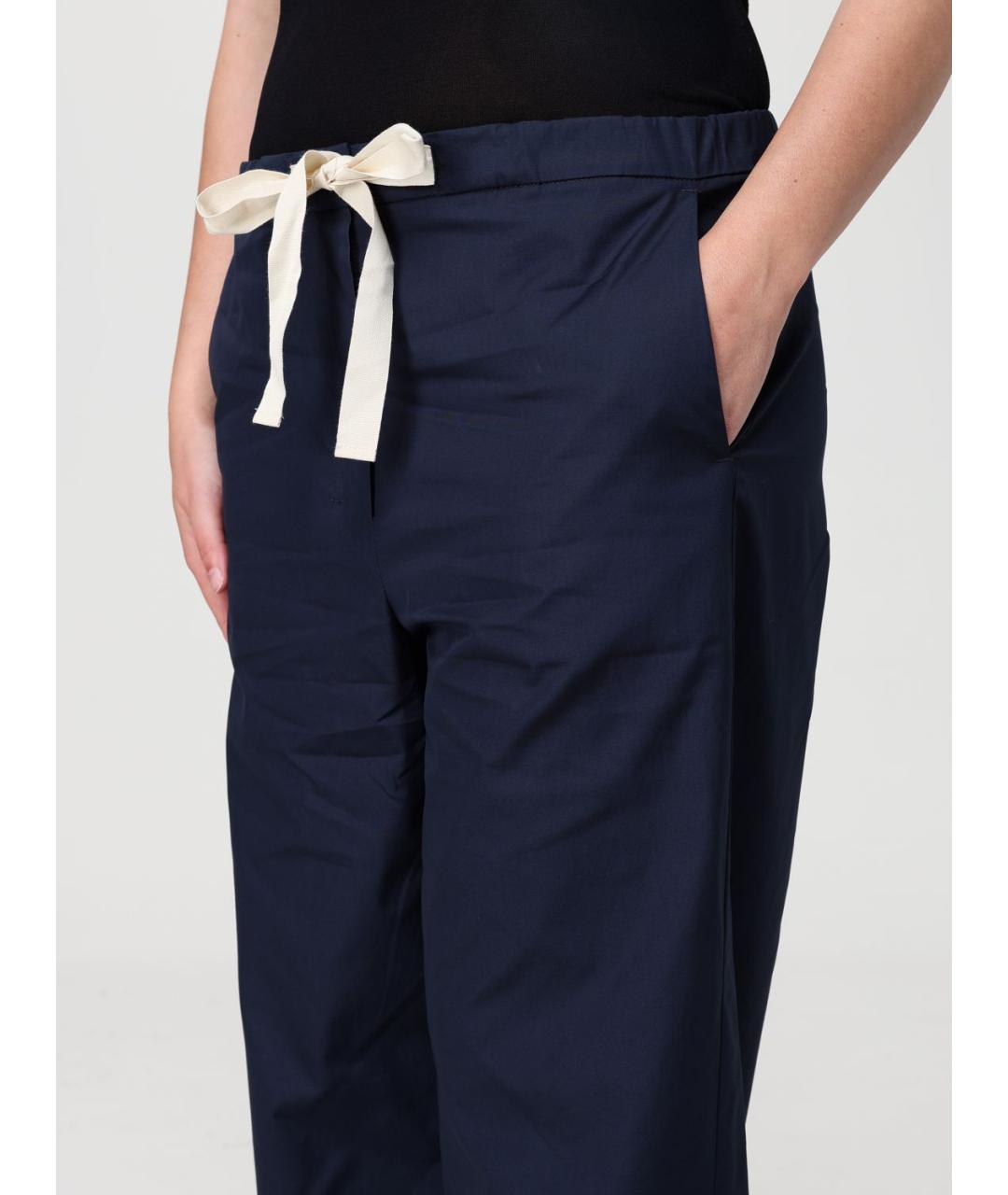 'S MAX MARA Темно-синие хлопковые прямые брюки, фото 3