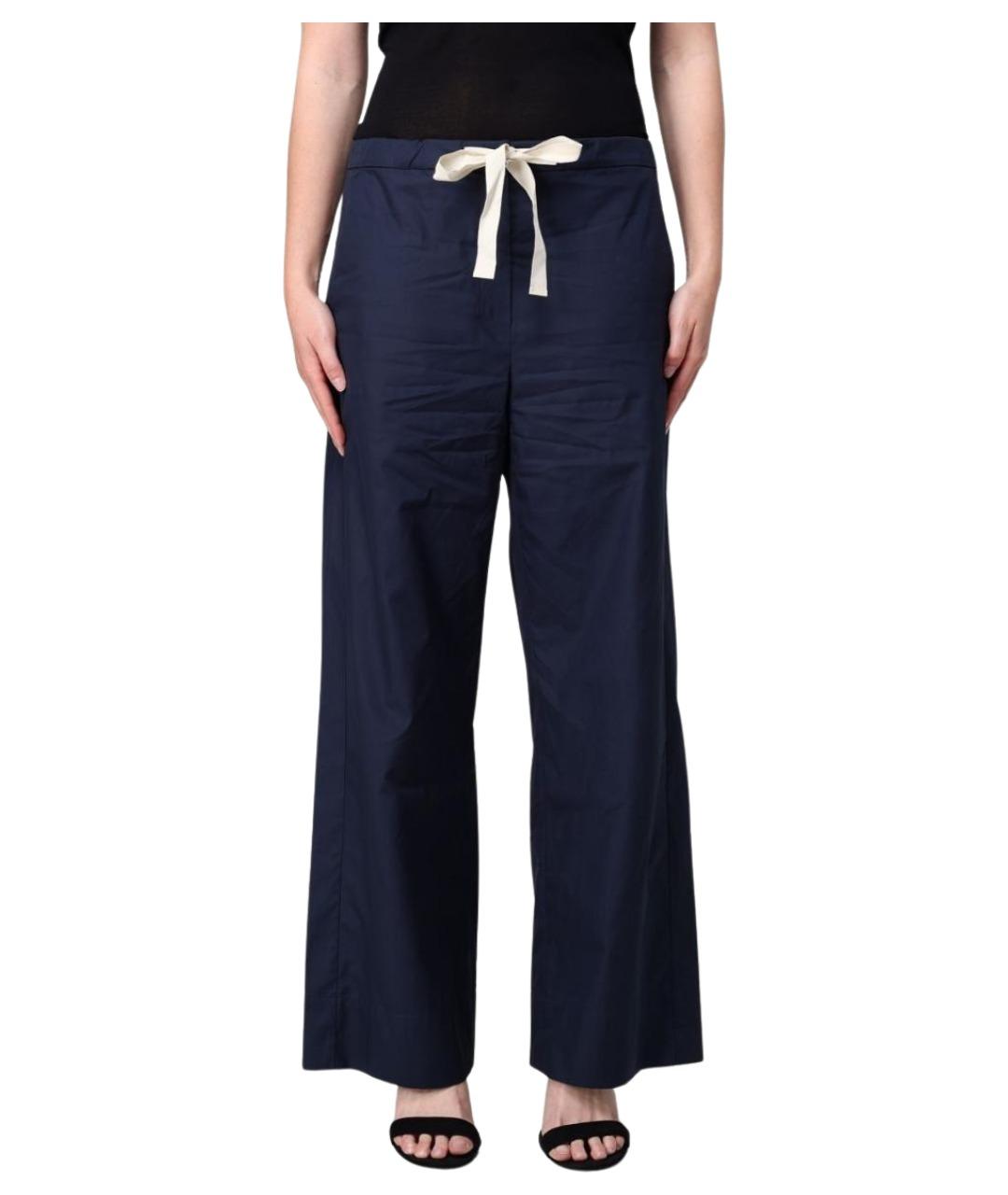 'S MAX MARA Темно-синие хлопковые прямые брюки, фото 1