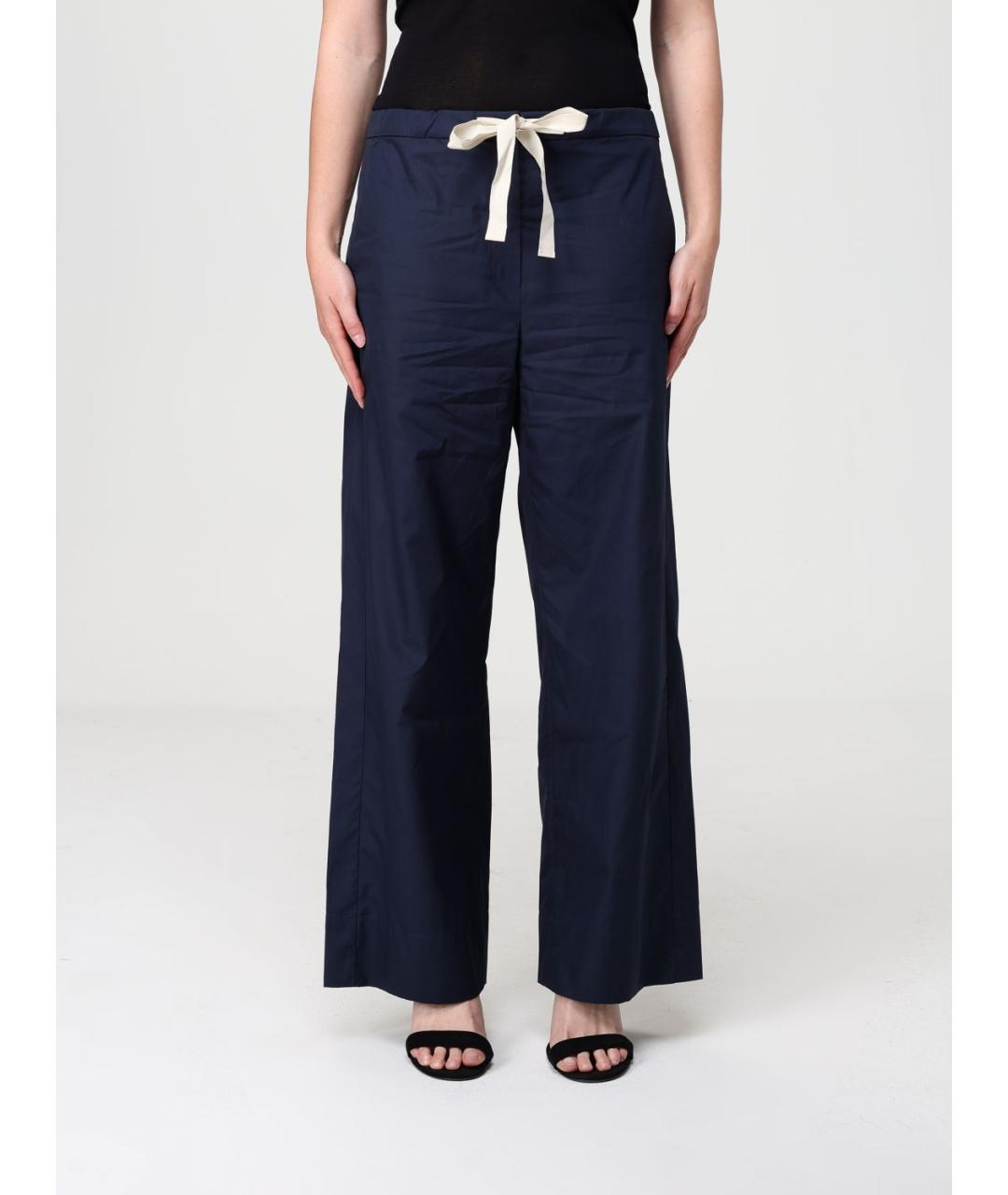 'S MAX MARA Темно-синие хлопковые прямые брюки, фото 4