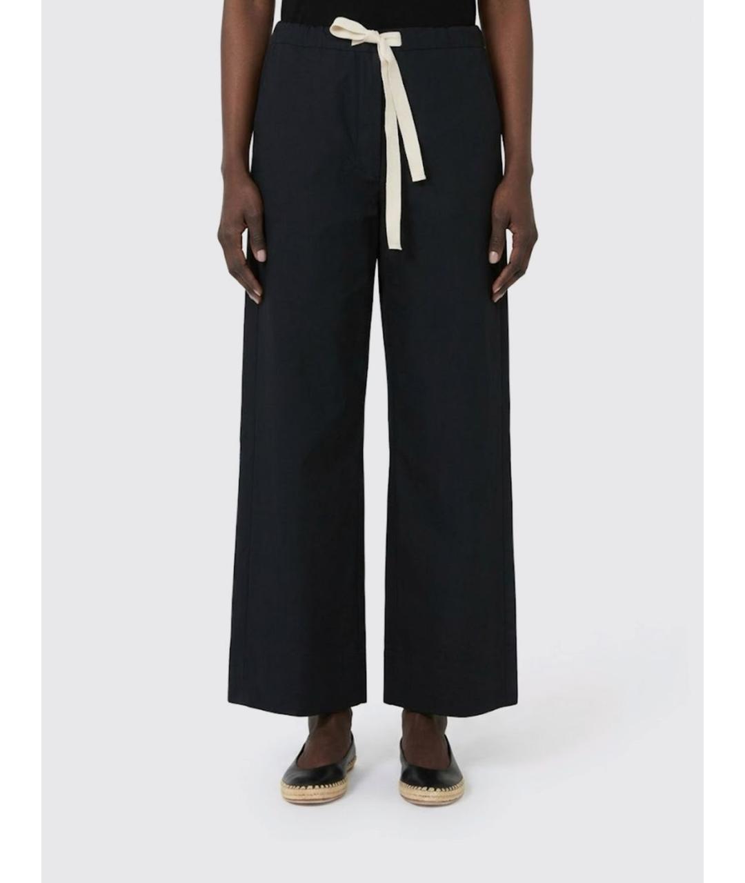 'S MAX MARA Черные хлопковые прямые брюки, фото 6