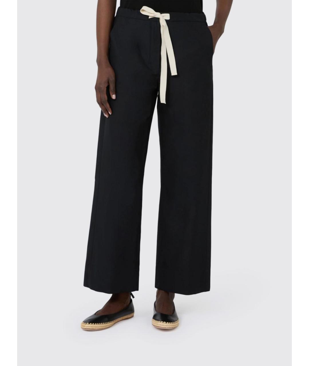 'S MAX MARA Черные хлопковые прямые брюки, фото 4