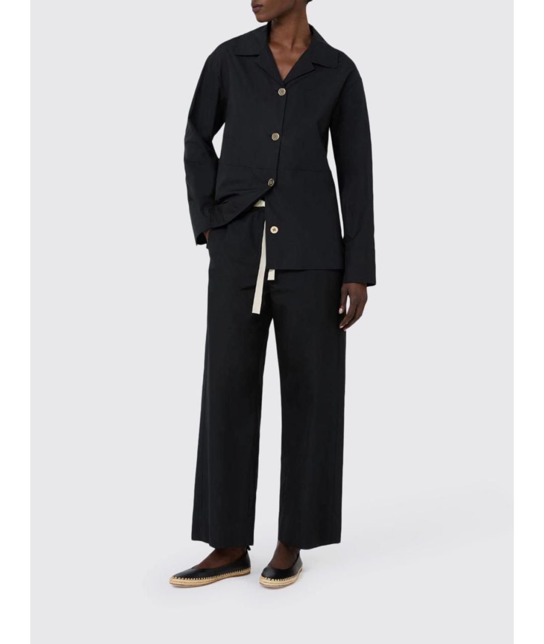 'S MAX MARA Черные хлопковые прямые брюки, фото 2