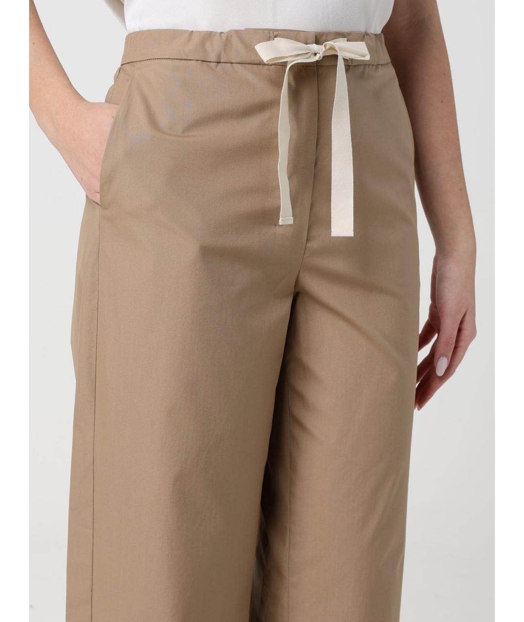 'S MAX MARA Бежевые хлопковые прямые брюки, фото 3
