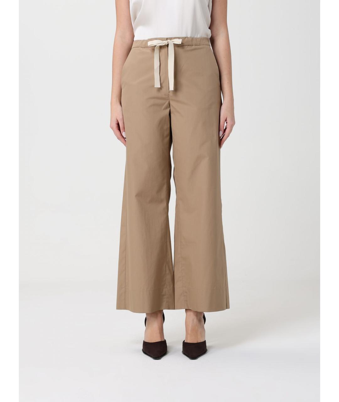 'S MAX MARA Бежевые хлопковые прямые брюки, фото 4