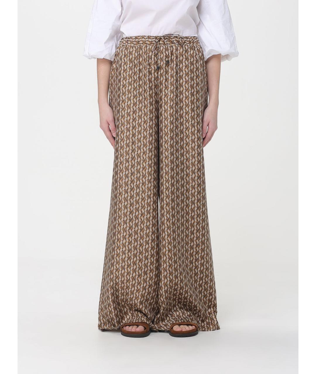 MAX MARA Коричневые шелковые брюки широкие, фото 6