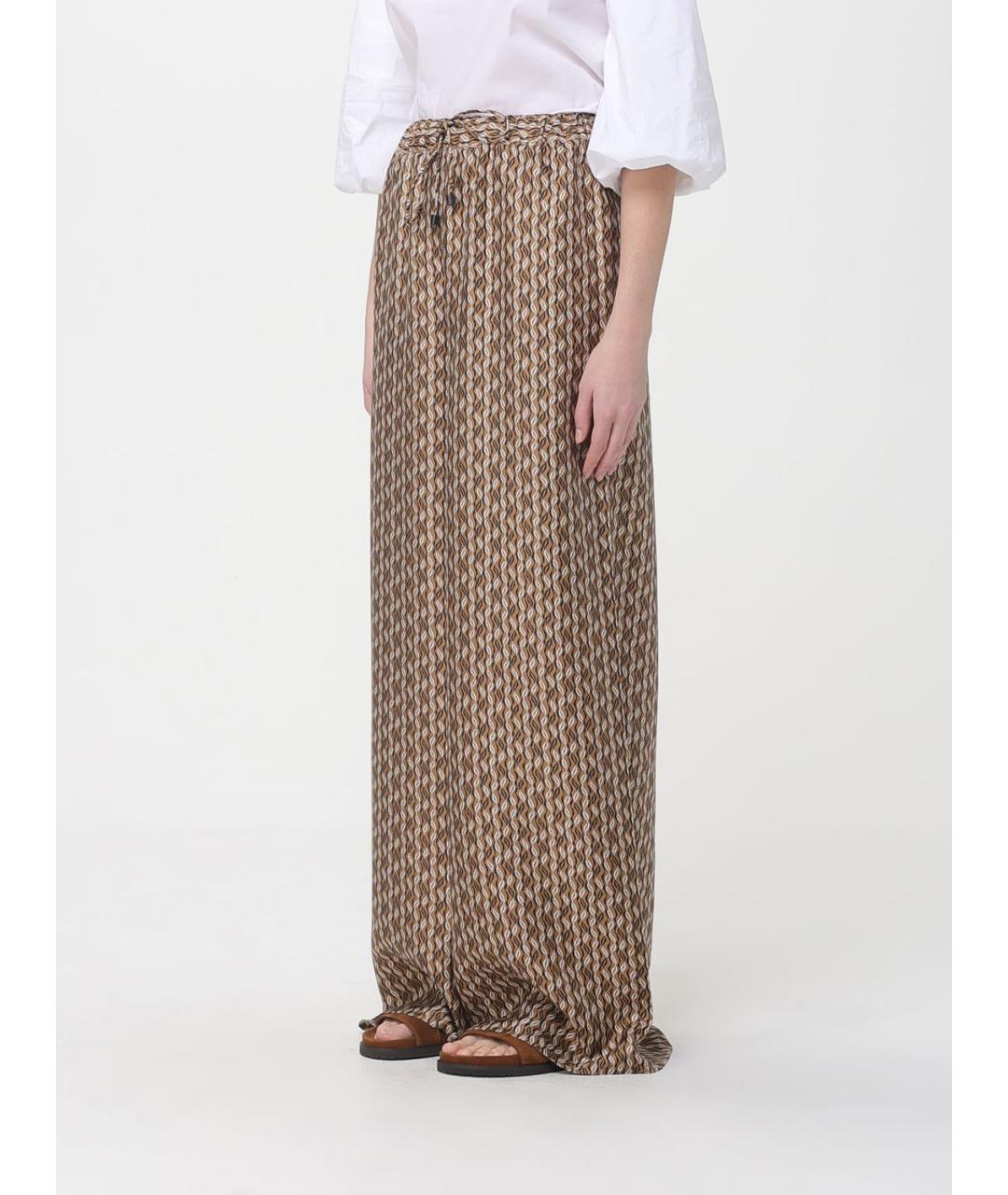 MAX MARA Коричневые шелковые брюки широкие, фото 4