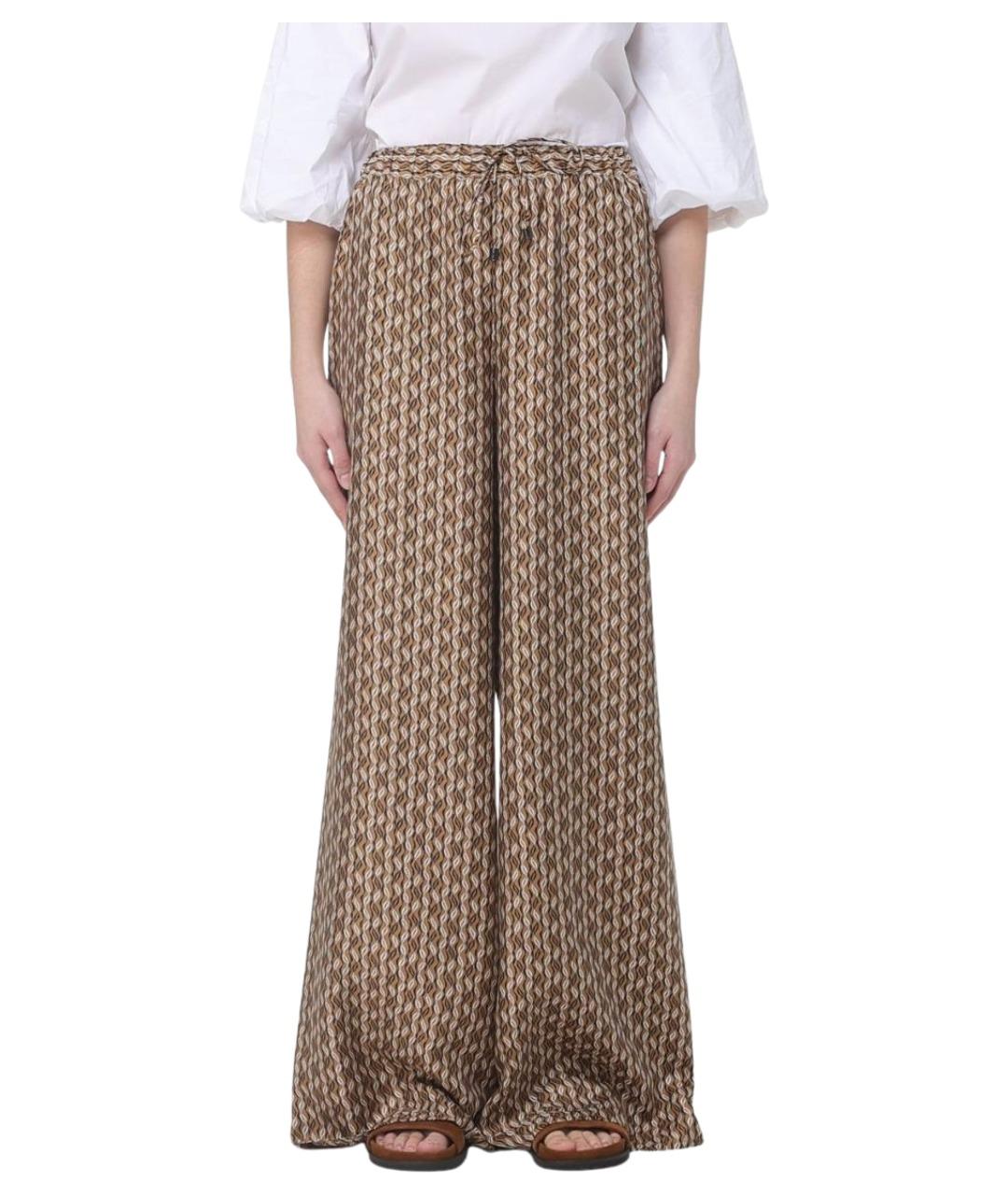 MAX MARA Коричневые шелковые брюки широкие, фото 1