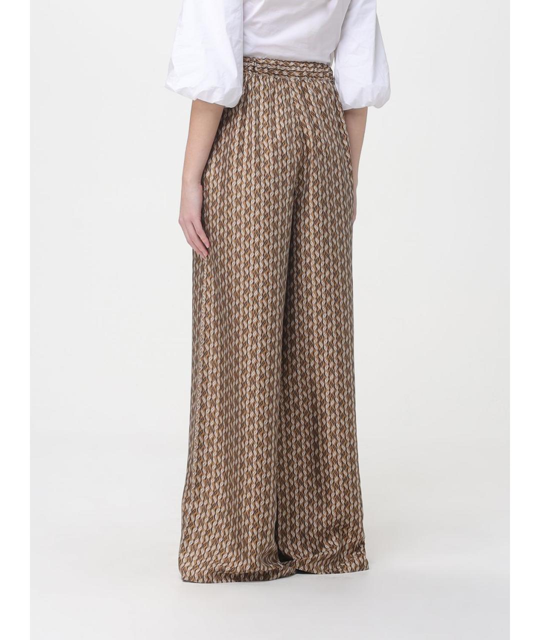 MAX MARA Коричневые шелковые брюки широкие, фото 3