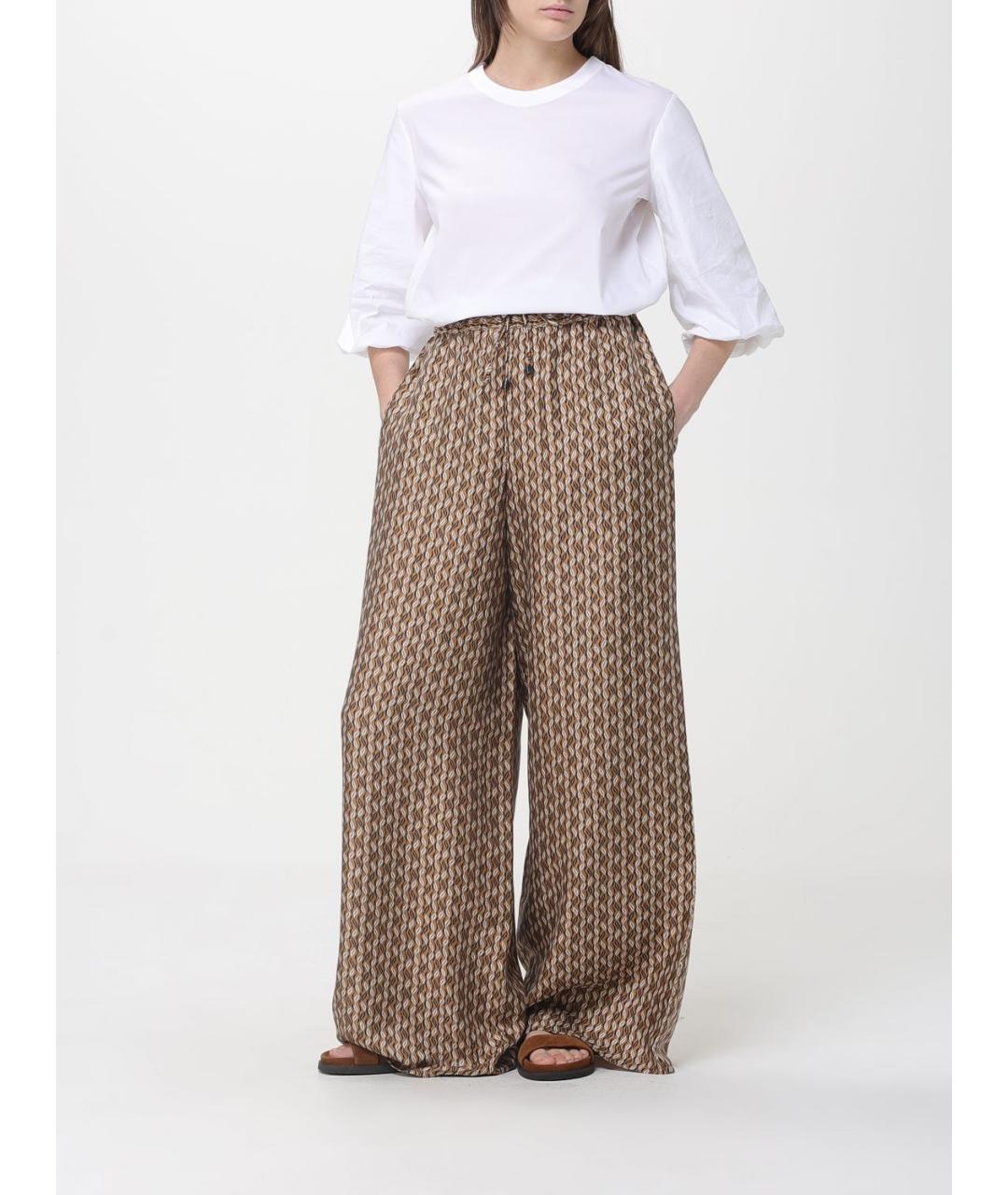 MAX MARA Коричневые шелковые брюки широкие, фото 2