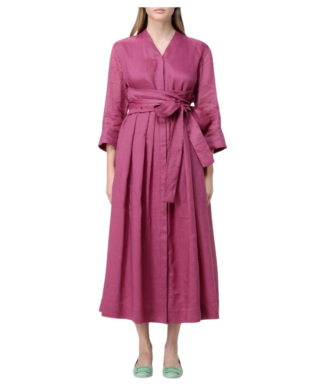 'S MAX MARA Фиолетовое льняное повседневное платье, фото 1