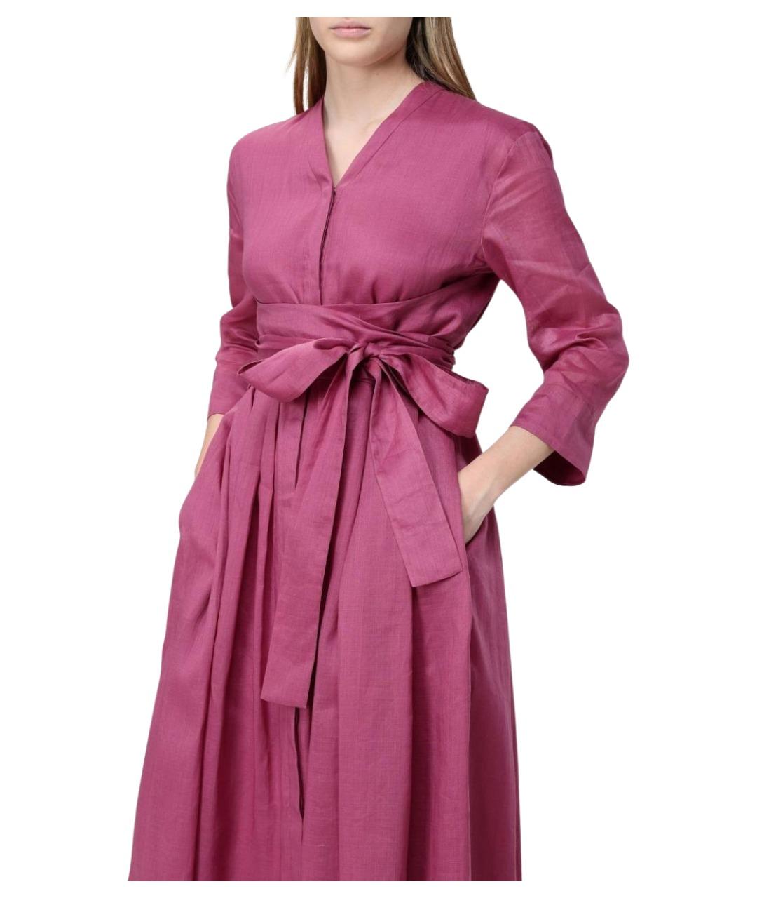 'S MAX MARA Фиолетовое льняное повседневное платье, фото 3