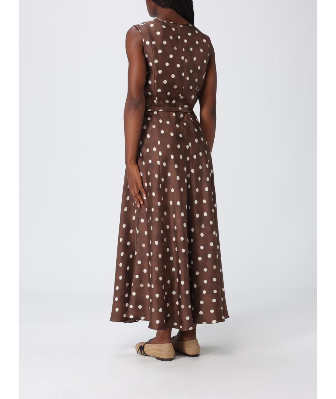 'S MAX MARA Коричневое шелковое коктейльное платье, фото 2