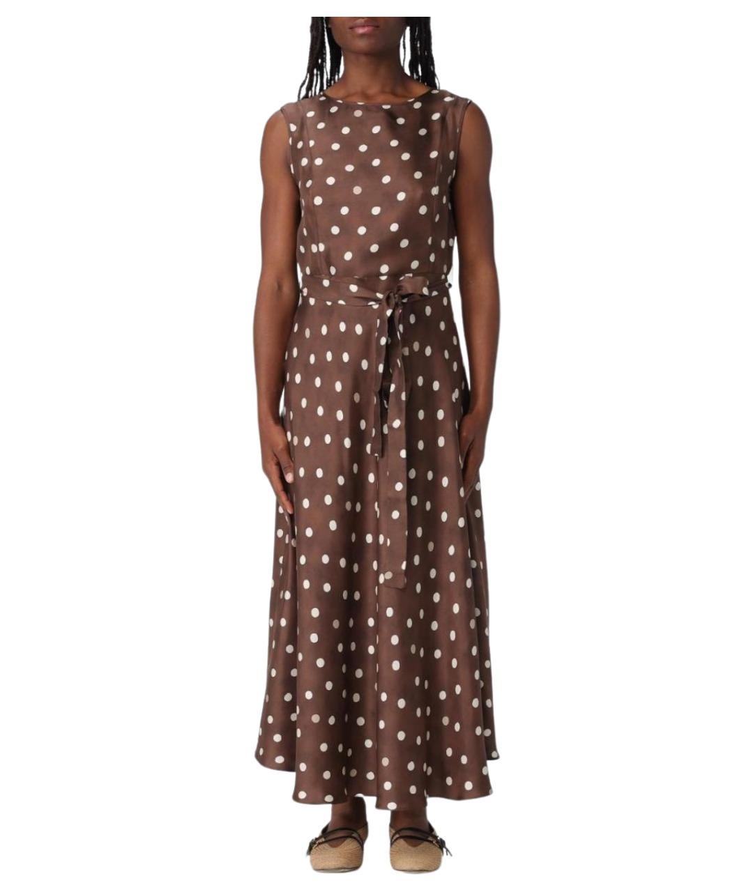 'S MAX MARA Коричневое шелковое коктейльное платье, фото 1