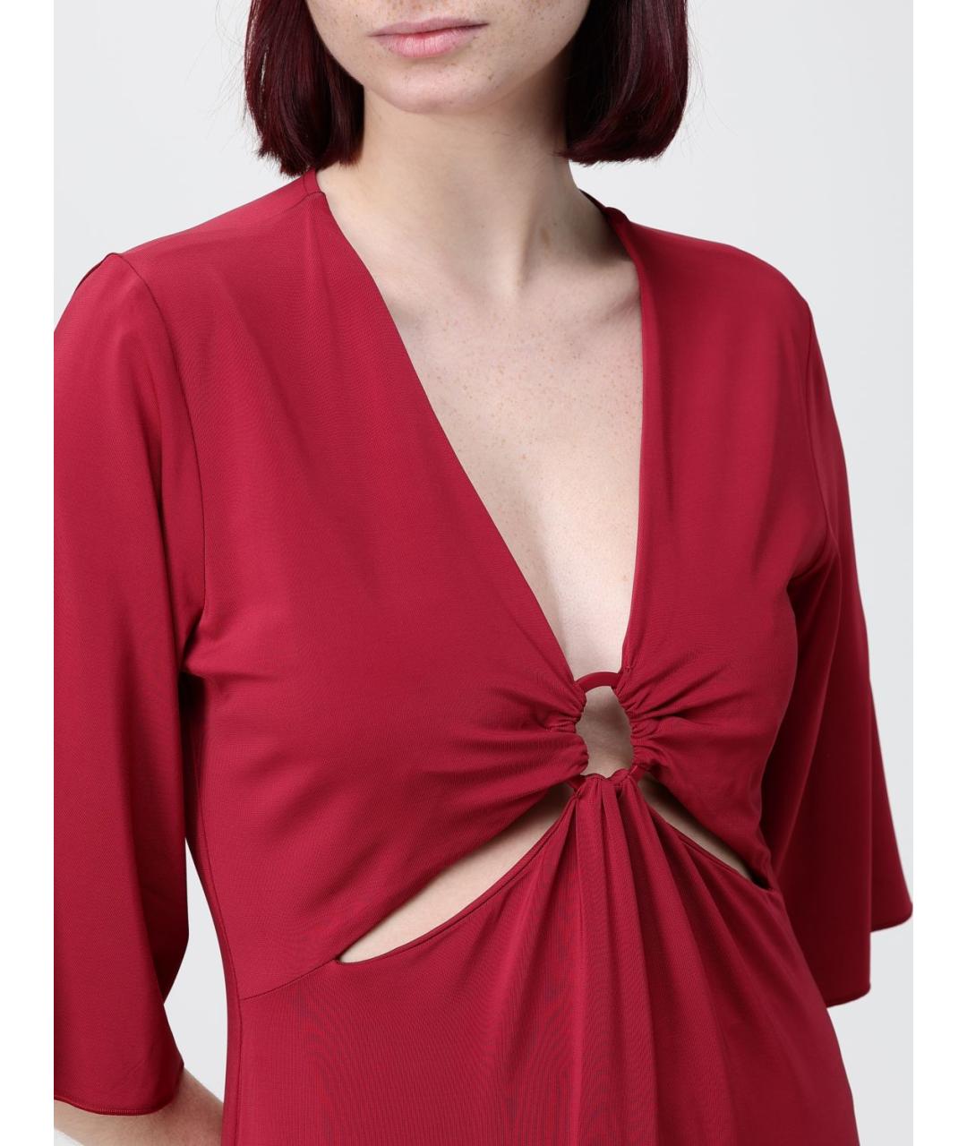 MAX MARA Бордовое вискозное повседневное платье, фото 3
