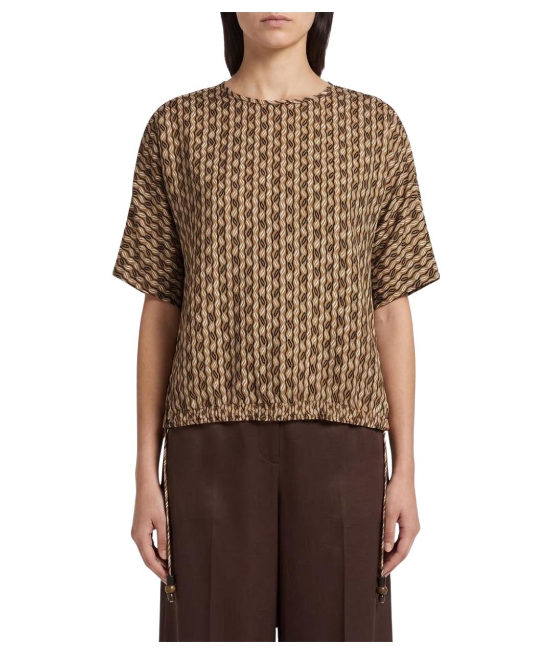 MAX MARA Коричневая шелковая блузы, фото 1