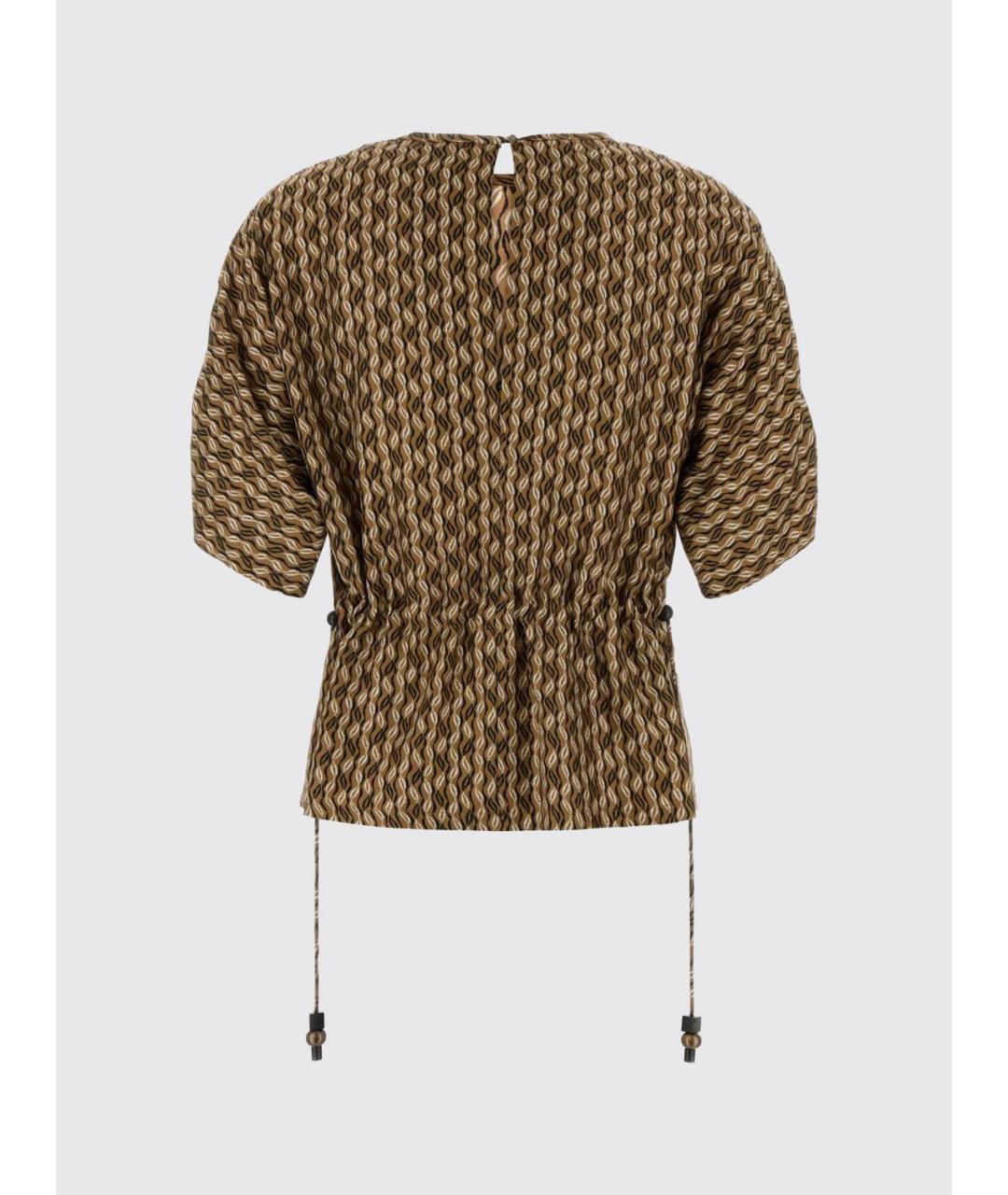 MAX MARA Коричневая шелковая блузы, фото 3