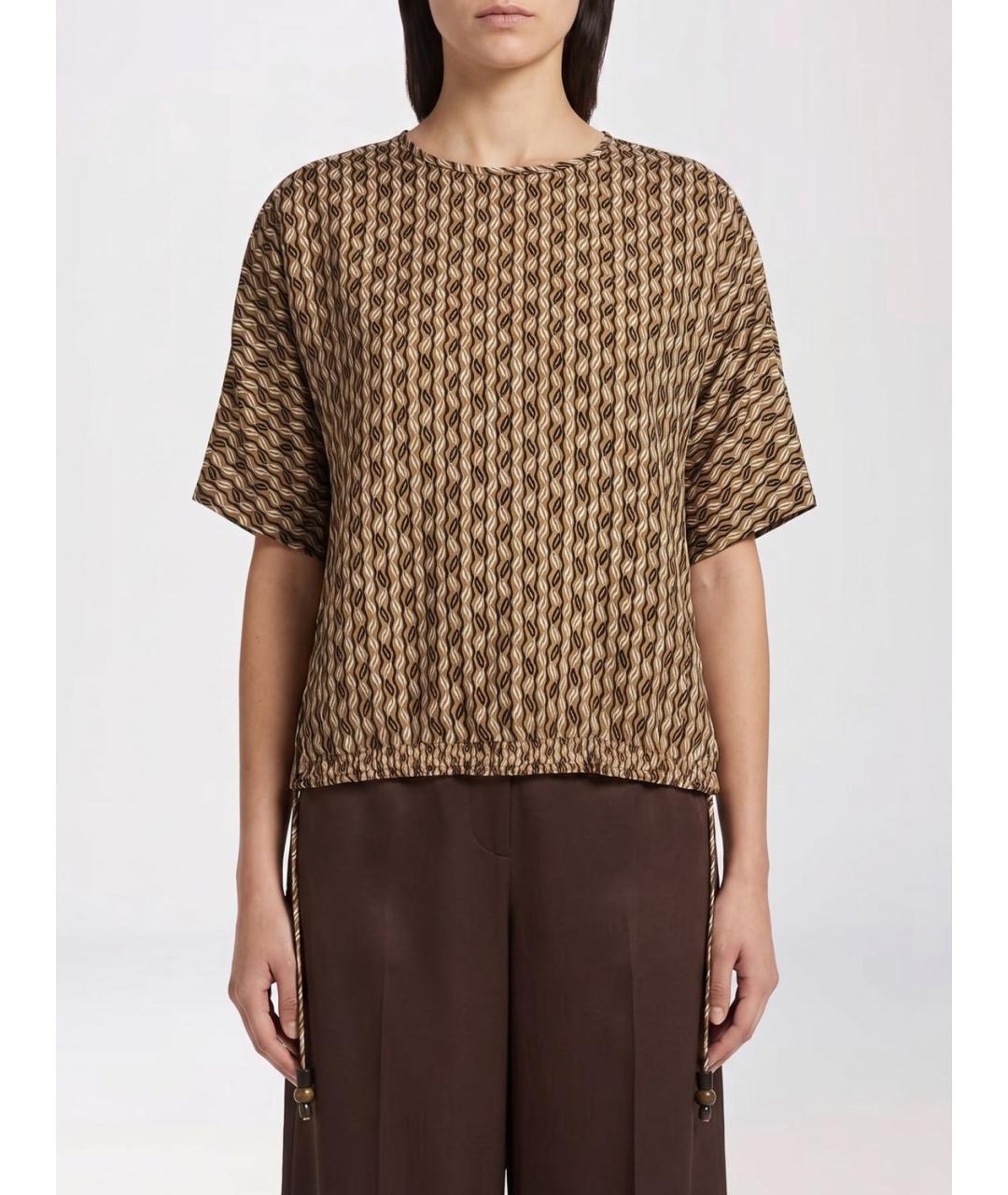 MAX MARA Коричневая шелковая блузы, фото 4