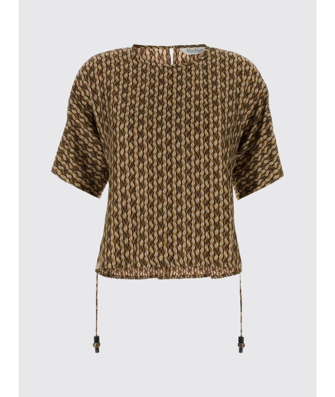MAX MARA Коричневая шелковая блузы, фото 2