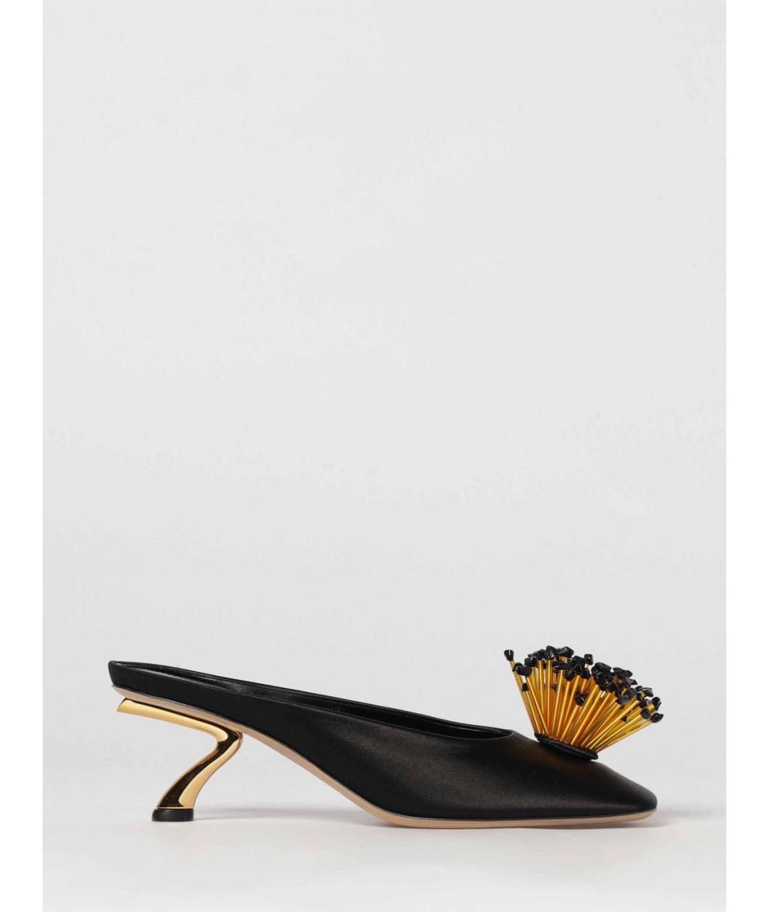 FERRAGAMO Черные кожаные мюли, фото 5