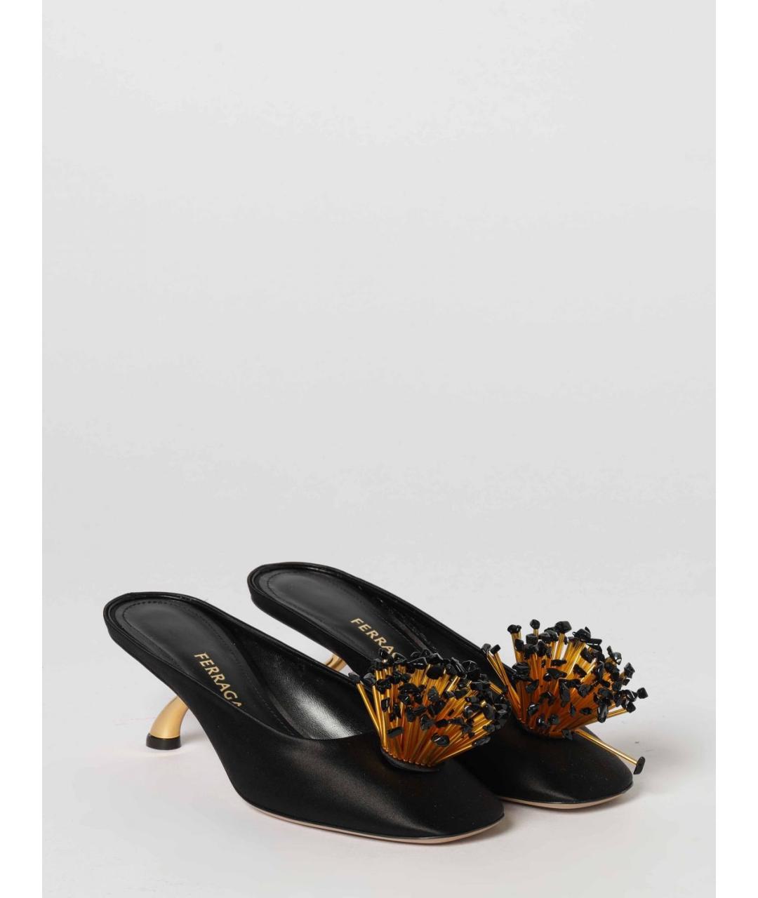 FERRAGAMO Черные кожаные мюли, фото 2