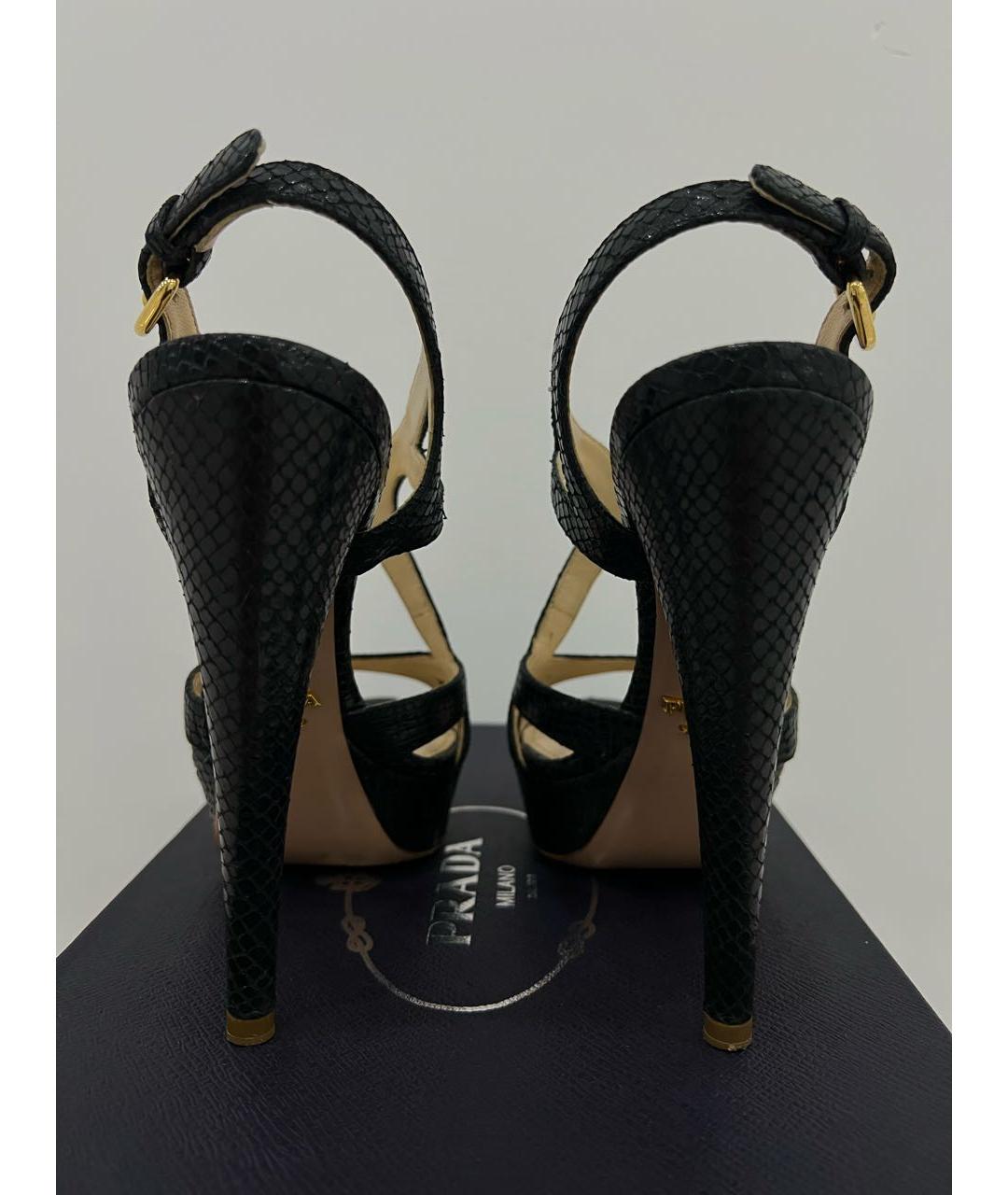 PRADA Черные кожаные босоножки, фото 5